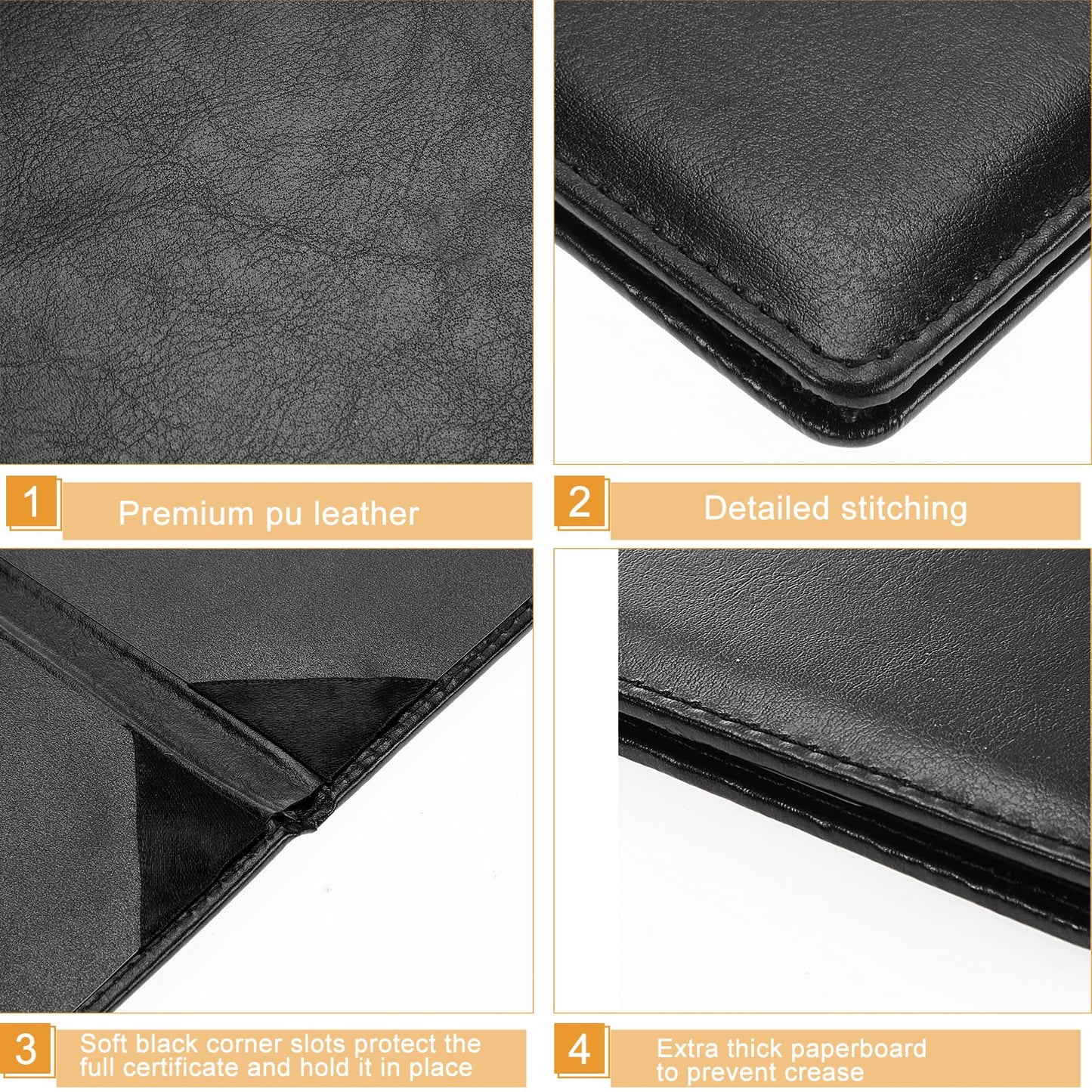 Tenare Leather Certificate Holder 8.5 x 11 Inch PU Phd Bachelor Master Diploma Cover Professional Award Folder for Official End of Year Graduation Competition Contest Charity(Black,10 Pcs)