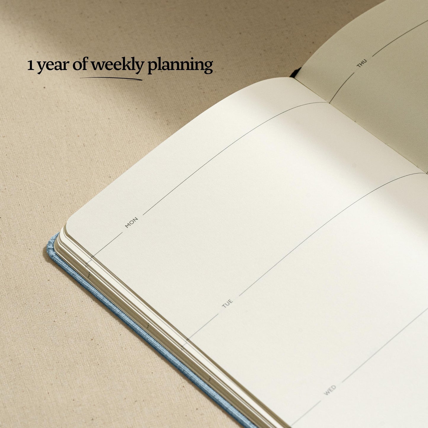 Kunitsa Co. Undated Planner - Hardcover, with Habit Tracker & Goal Setting - Weekly, Full Year (Blue)