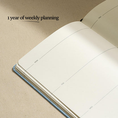 Kunitsa Co. Undated Planner - Hardcover, with Habit Tracker & Goal Setting - Weekly, Full Year (Blue)