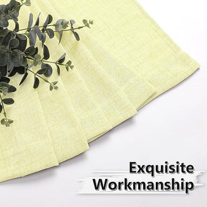 Tollpiz Short Linen Curtains Living Room Rod Pocket Semi Sheer Curtain Burlap Light Filtering Thick Linen Drapes for Bedroom, 54 x 54 inches Long, Cream Yellow, Set of 2 Panels