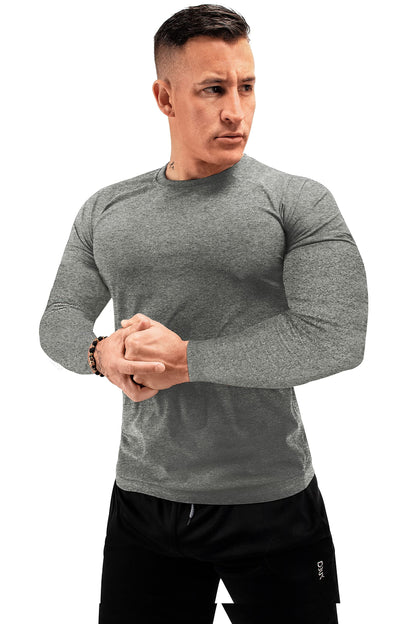 FUXERT Sauna Shirt for Men Long Sleeve Sauna Suit Heat Trapping Workout Shirts Sweat Enhance Vest for Workout Sports(GY S)