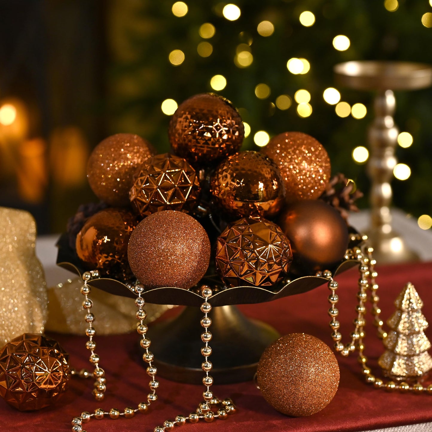 Valery Madelyn Christmas Tree Decorations Ornament Set, 50ct 2 Inches Bronze Copper Brown Shatterproof Christmas Ball Ornaments Hanging Xmas Holiday Party Decor