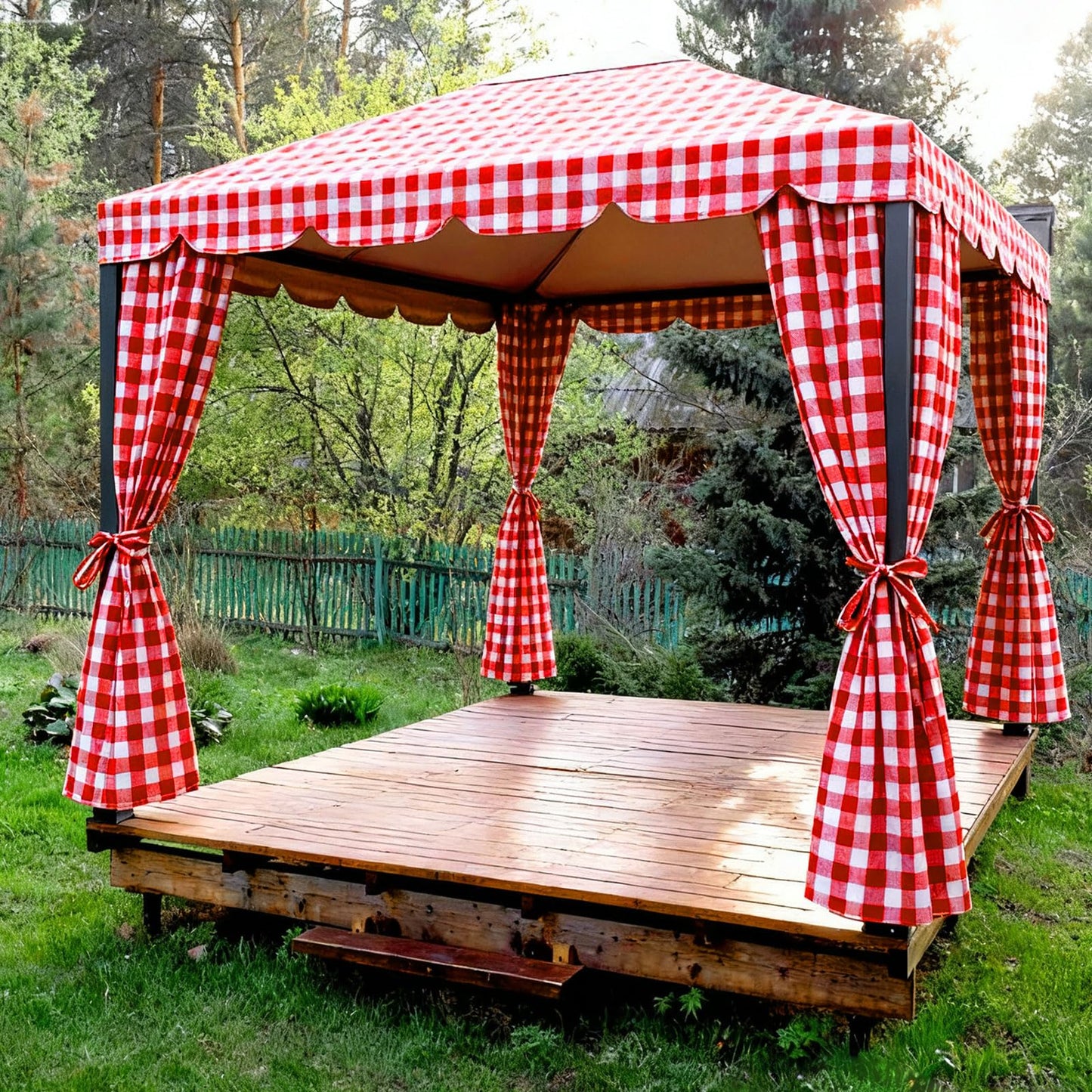 Fanfanwin Red and White Plaid Curtains Buffalo Plaid Curtain Farmhouse Valentine's Day Window Drapes for Living Room Bathroom Home Decoration