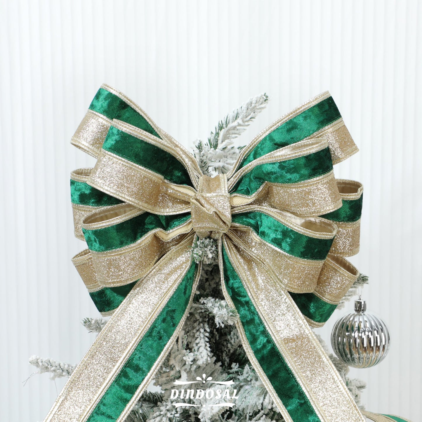 DINDOSAL Green Velvet Wired Ribbon, 2.5 Inch x 10 Yards