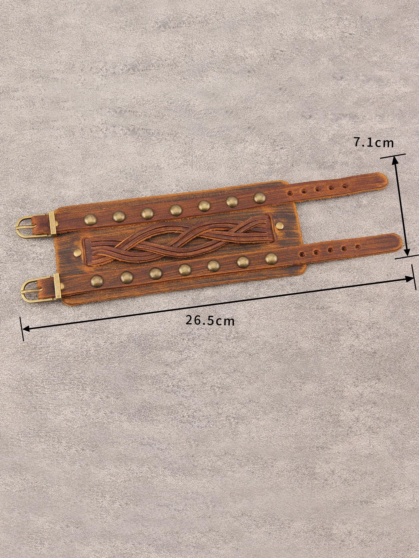 Jeilwiy Leather Cuff Bracelet for Men Multi Strap Leather Bracelet Mens Leather Wristband Brown Wrist Wrap Bracelet Wide Nordic Viking Bracelet