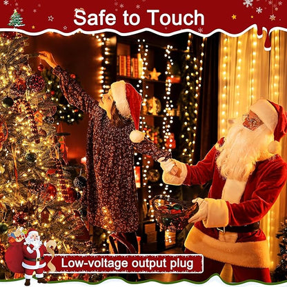 394FT 1200 LED Christmas Lights Outdoor, Warm White Christmas Tree Lights Plug in, 8 Modes Twinkle String Light for Bedroom Wedding Party Ceiling Xmas Home Decorations