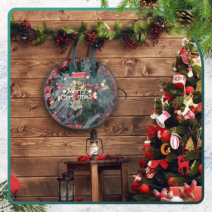 Shappy 2 Pcs Christmas Wreath Storage Bag Clear Wreath Box Wreath Storage Containers with Clear Window and Handle Christmas Garland Storage Containers for Xmas Holiday Seasonal Storage (30 Inch)