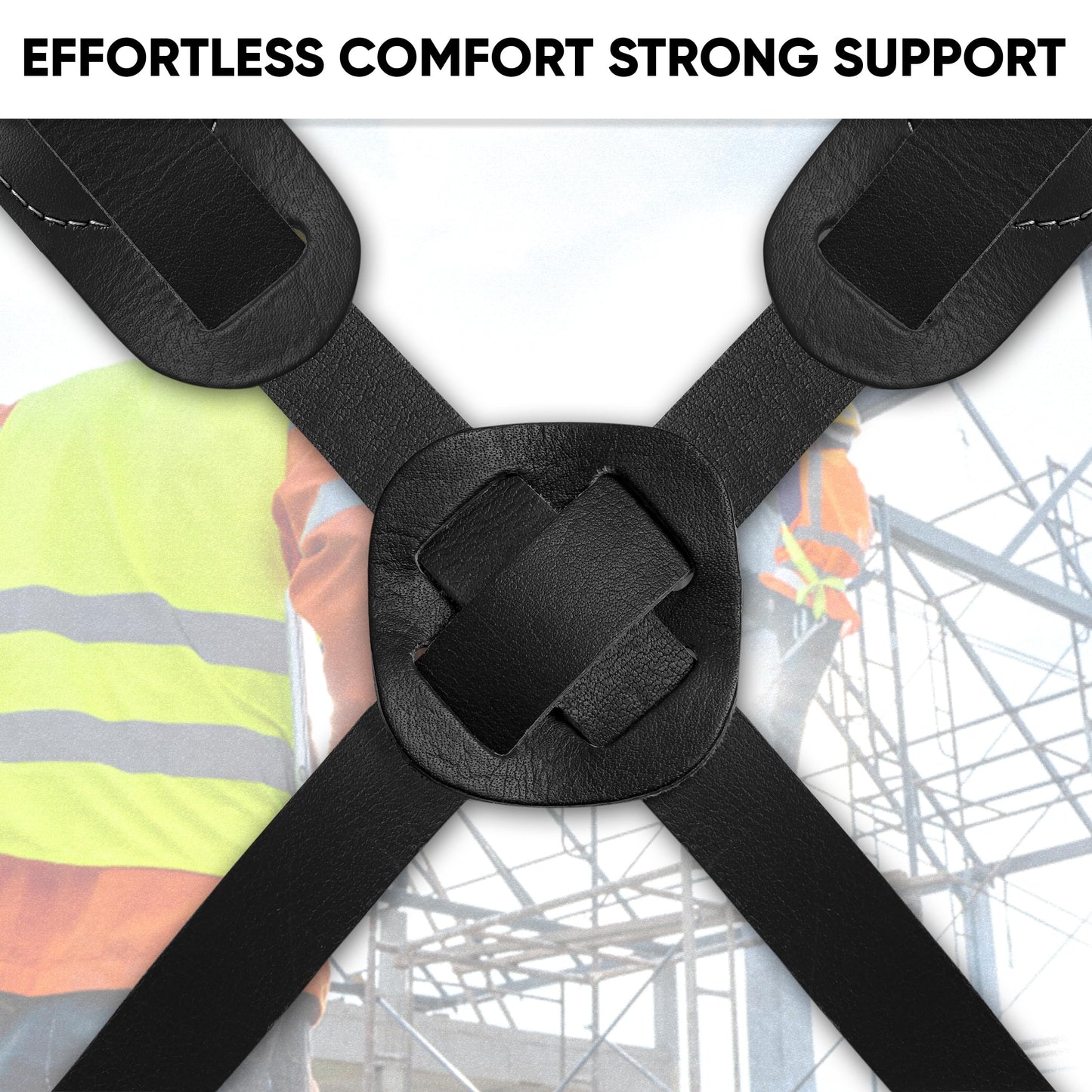 FUERI Electrician's Heavy Duty 26 Pocket Leather-Nylon Tool Belt & Suspender Combo, Comfort Back Support Padded Belt, 2 Large Storage Capacity Pouches, Best for Framers, Carpenter, Roofing