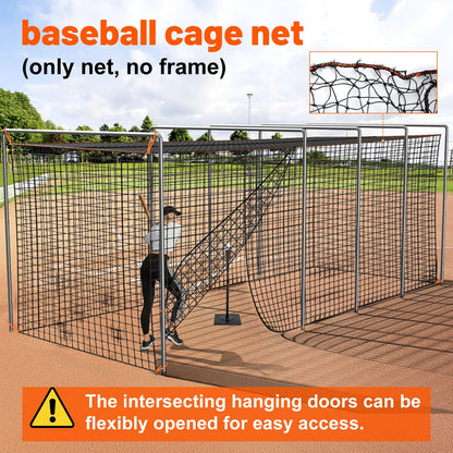 Batting Cage Net, 10x10x35 ft Heavy Duty Enclosed Batting Net With Door, Only Net, No Poles and Frame, Professional Softball Baseball Nets for Batting and Pitching, Batting Cages for Backyard