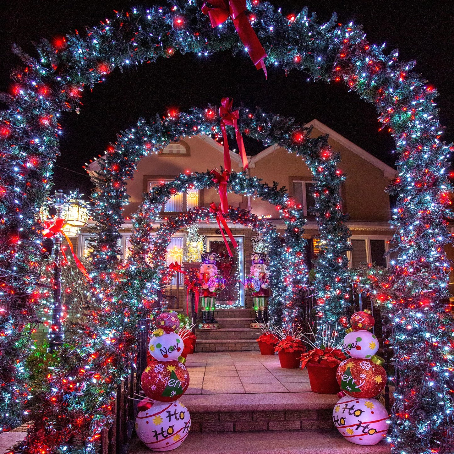 300 LED Christmas Lights Outdoor -100ft Extra Long Christmas String Lights 8 Modes Plug in Waterproof Fairy Lights with Timer Memory for Indoor Outside Bedroom Home Party Decoration, Red&White