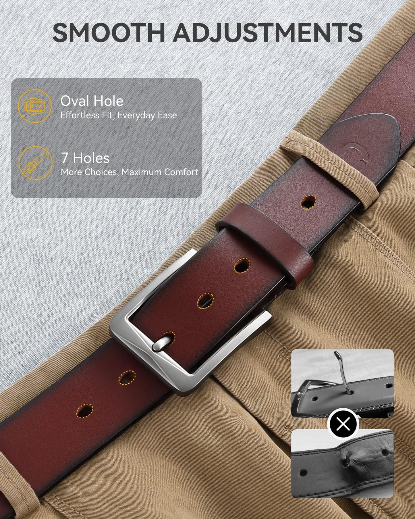 CHAOREN 1.5" Mens Belts Leather - Full Grain Leather Belts - Ideal for Casul Jeans & Work Wear