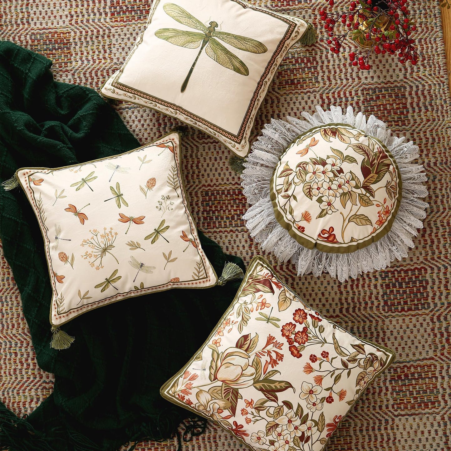 ISAENNE Designer Velvet Throw Pillow Covers,18"x18" Set of 2-Grace B