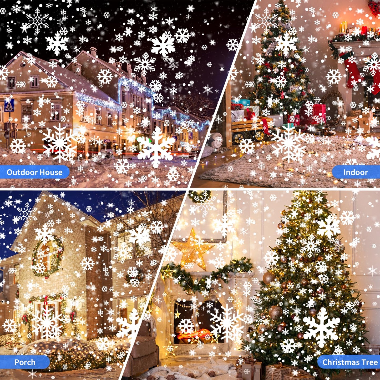 2025 New Christmas Projector Lights Outdoor, Waterproof & Adjustable LED Christmas Snowflake Projector Lights Indoor for Halloween, Christmas, Home Birthday Party and Garden Decoration