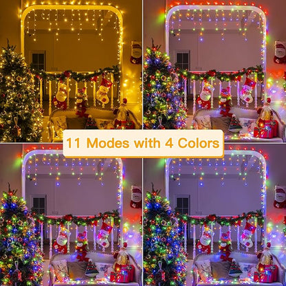 Ollny Icicle Lights for Outside 1000LED 82FT, Color Changing Christmas Light with Remote 11 Modes Timers Waterproof, Plug in Dimmable Hanging Lights for Outdoor Indoor House Roof Holiday