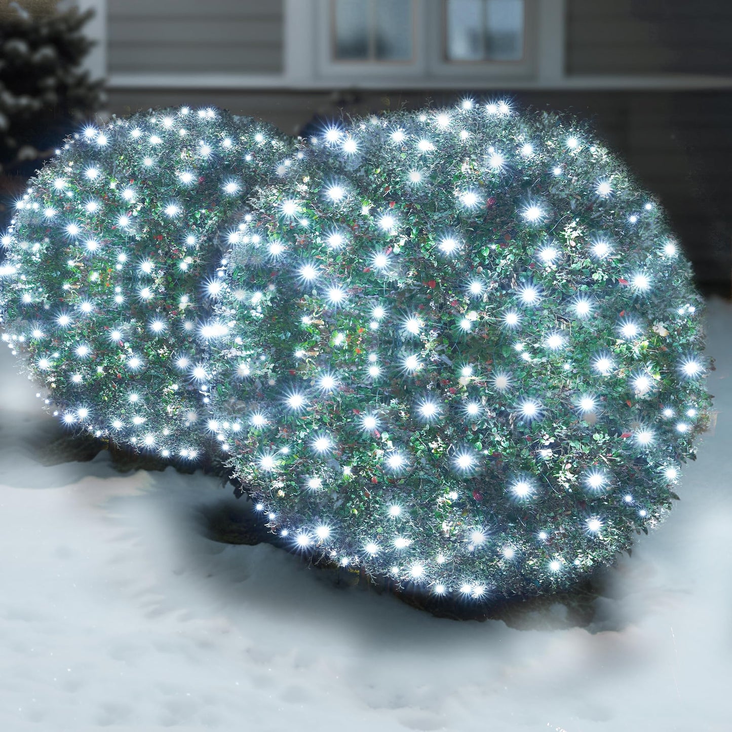 Sylampow Led White Christmas Net Lights Outdoor Christmas Bushes Lights 120Led 6ftx5ft, Connectable Outdoor Indoor Mesh Net Lighting for Xmas Holiday, Garden, Lawn, Shrubs, Trees, Bushes Decorations