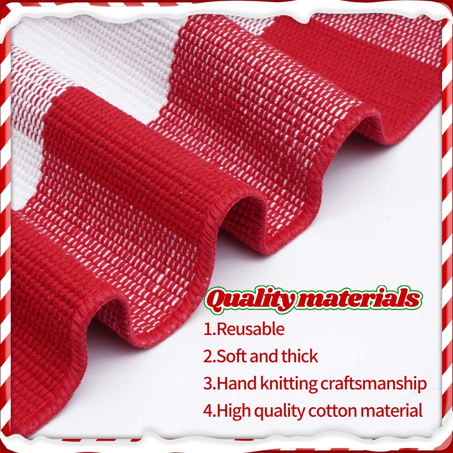 Christmas Red and White Plaid Rug 5 x 7 Ft, Hand-Woven Indoor/Outdoor Layered Cotton Blend Buffalo Plaid Rug, Washable Front Door Mat, Perfect for Porch, Living Room, Entryway