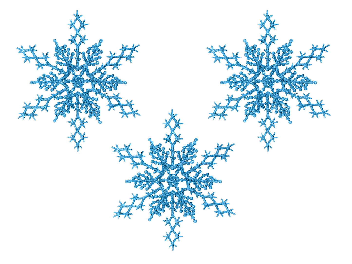 Christmas Traditions 6 inch Blue Snowflake Ornaments (Set of 18) Glittered Hanging Tree Decorations (Blue)