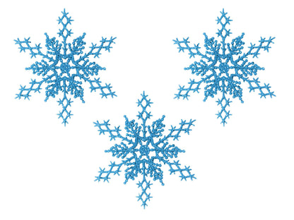 Christmas Traditions 6 inch Blue Snowflake Ornaments (Set of 18) Glittered Hanging Tree Decorations (Blue)