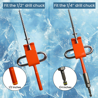 Pristis Ice Anchor Tool Kit, Ice Fishing Tent Stakes Nails with Drill Adapter, Stainless Steel Augers Accessories Set, Threaded Gear Equipment with Protective Bag for Setting Up Camping Shelter Shanty