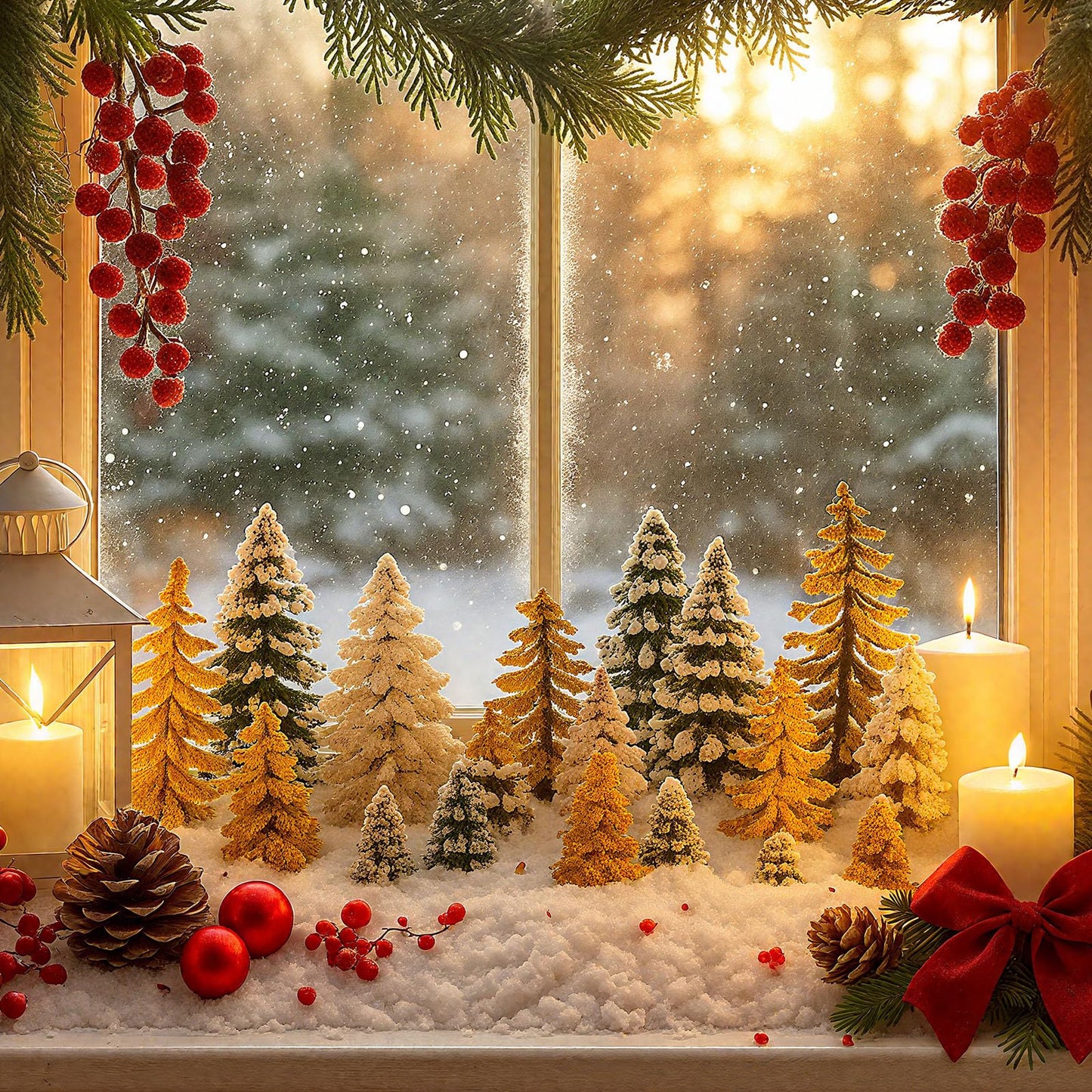 Skylety 35 Pieces Model Trees 6.3-1.2 Inch Mixed Miniature Trees Diorama Supplies Fake Plants Train Scenery Landscape Christmas Village Architecture DIY Crafts(Dark Green, Gold, White,Snowy Cedar)