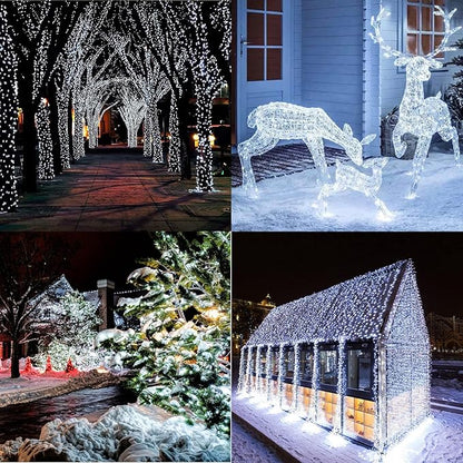Christmas Lights Cool White, 75 Ft 200 LED Christmas String Lights Connectable, 8 Modes, Timer, Waterproof Fairy Twinkle Lights for Christmas Party, Garden, Patio, Home, Holiday, Xmas Tree Decorations