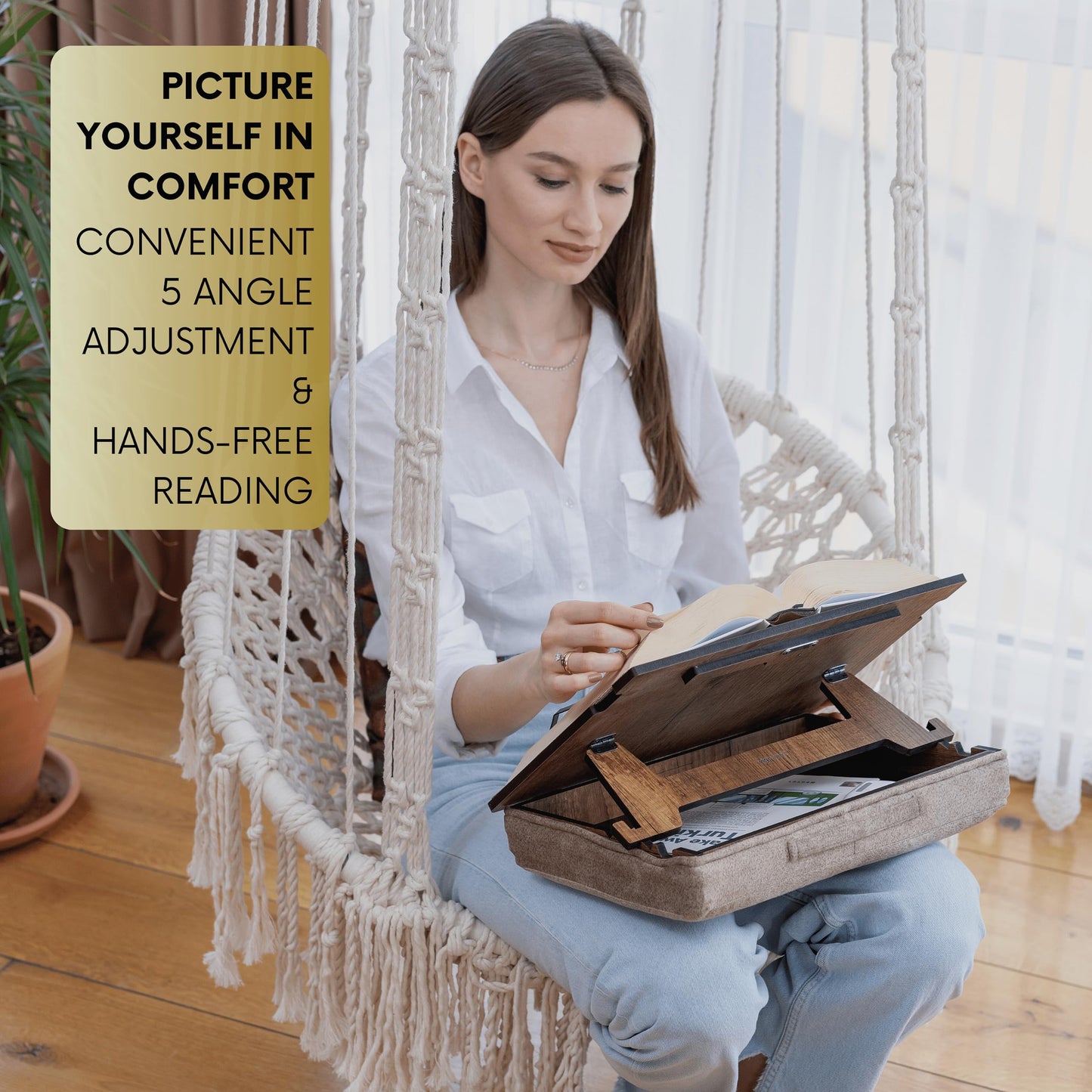 Book Stand for Reading in Bed with Storage – Book Holders for Reading Hands Free, Bed Book Holder and Book Display Stand, Perfect Book Stands for Reading, Study, Bed or Desk Use