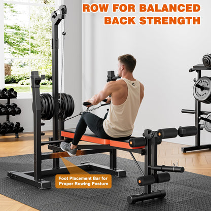 XDDIAS Weight Bench, 9 in 1 Olympic Weight Bench Set with LAT Pulldown and Rowing, 900LBS Bench Press Set with Leg Extension and Preacher Pad, Flat Incline Bench for Weight Lifting Full-Body Workout