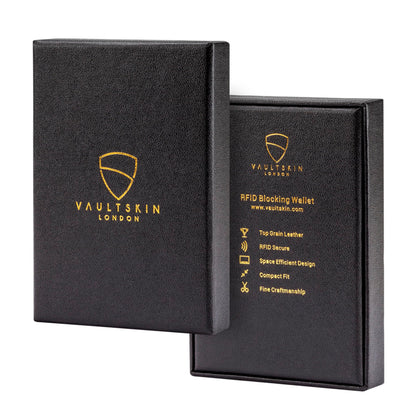 Vaultskin CHELSEA Mens RFID Blocking Slim Leather Card Wallet - Minimalist Front Pocket Cardholder in Cognac