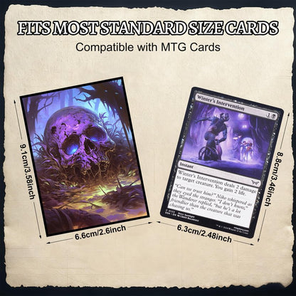 Kabinka MTG Card Sleeves - 100 Standard Size Pack Clear Front & Matte Finish Back with Skull, Premium Sleeves for Magic The Gathering TCG