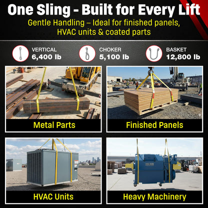DD Sling (USA Made). 2" wide X (4' to 20' lengths) in Listing! 2 Ply Twisted Eye, Nylon Lifting Slings, Eye & Eye, Heavy Duty (900 webbing), 6,400 lbs Vertical, 5,100 Choker, 12,800 Basket Load Capacity (2inX6ft)