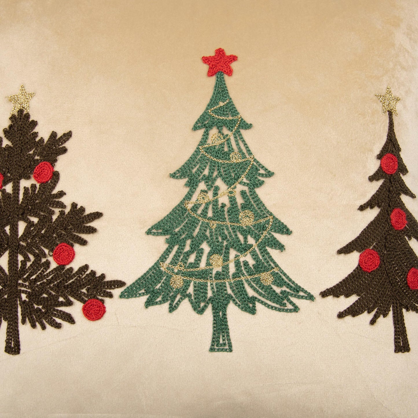 LOOPUINHOM Christmas Tree Pillow Covers 18x18 Inch Gold Embroidered Tree Throw Pillows for Holiday Decorations - Cushions for Couch, Sofa, Bed, Living Room, Bedroom