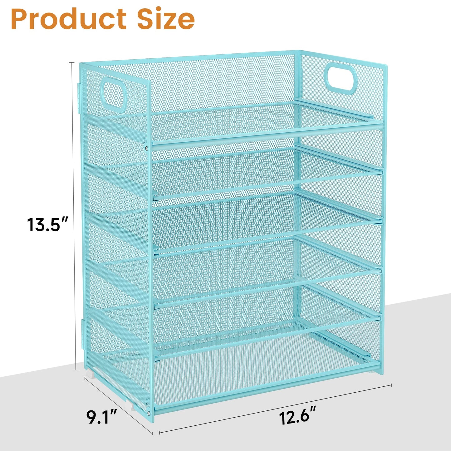 Subekyu 6-Tier Desk Paper Organizer, Desktop File Letter Tray with Handle, Document Sorter and Accessories Holder for Office, Home and School Workspace Organizers, Blue-2 Pack