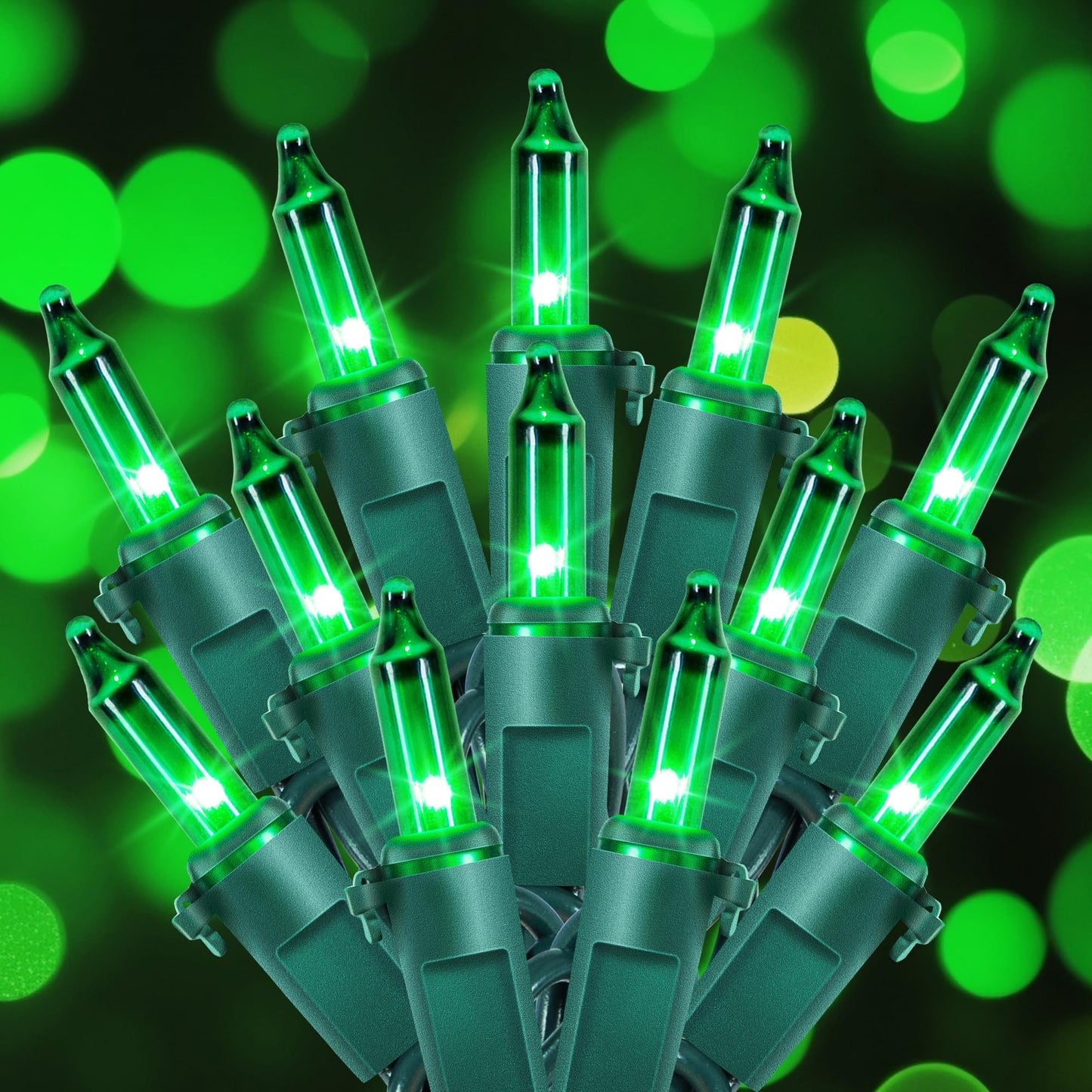 Hopolon St. Patrick's Day Mini String Lights, 2PACK 50Count 13Feet Incandescent Bulb Waterproof Green Fairy Lights Plug in for Indoor Outdoor Halloween Party Patio Christmas Decor,Green
