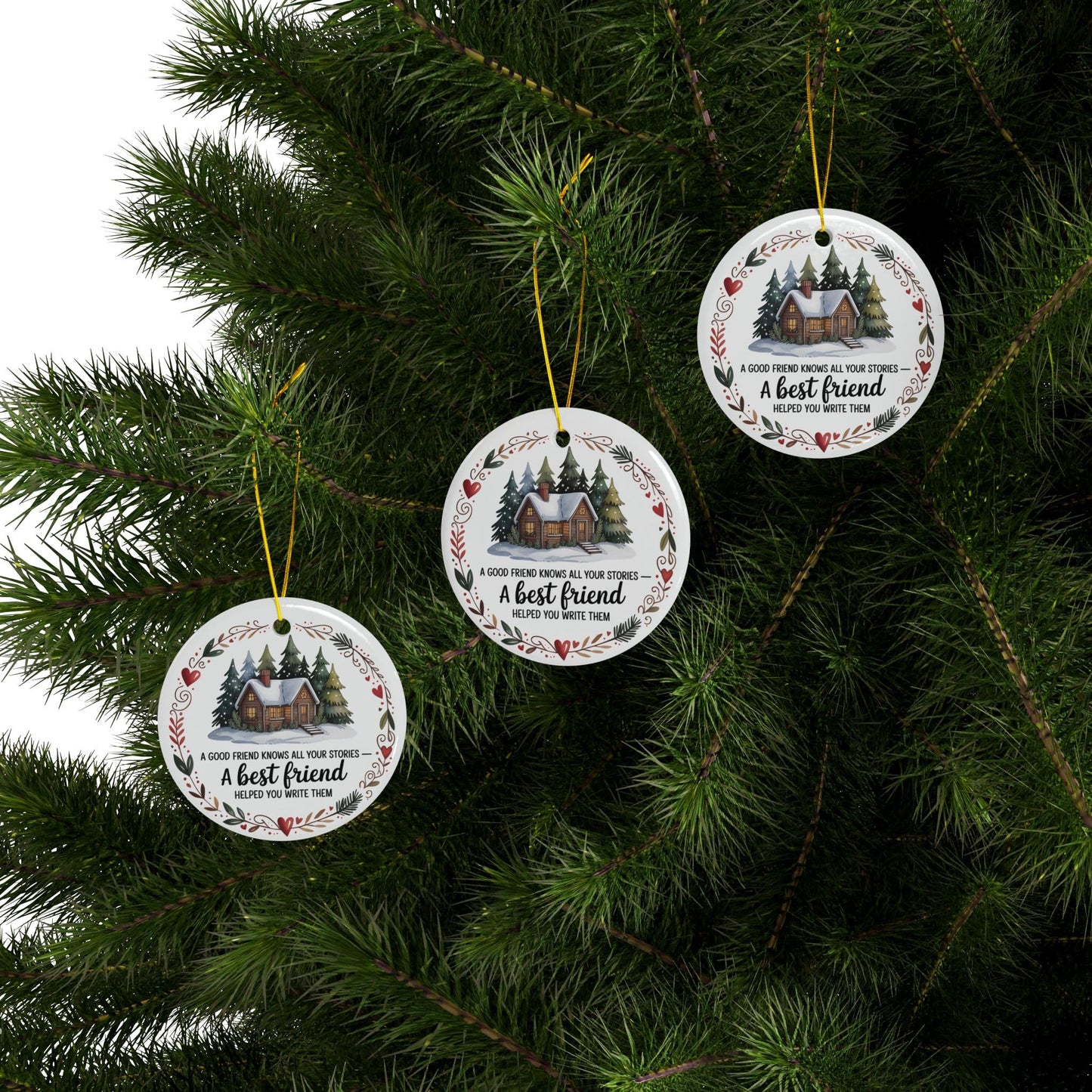 Best Friend Christmas Ornament – A Good Friend Knows All Your Stories Quote – Ceramic, Glass or Acrylic Ornament – Cozy Cabin Winter Gift for Friend – Holiday Keepsake Tree Decoration (Acrylic, 1)