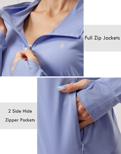 Soothfeel Women's UPF 50+ Sun Protection Hoodie Jacket Lightweight Long Sleeve Sun Shirt for Women with Pocket Hiking Outdoor