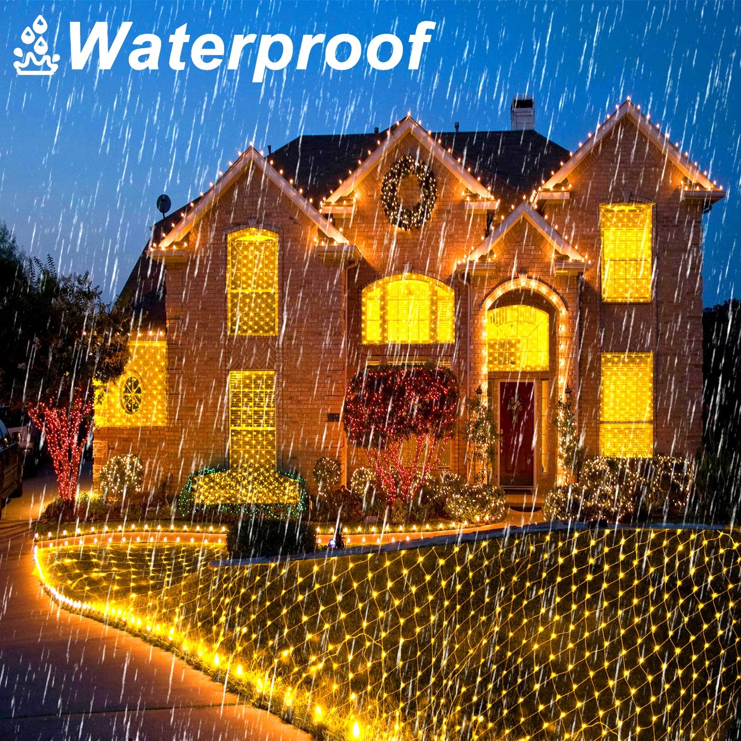 Hezbjiti Christmas Color Changing Net Lights 200 LED 9.8ft x 6.6ft String Lights with 11 Modes and Christmas Tree Fairy Light Hanging Lights for Background Lawn Outdoor (Warm White to Multi Color)