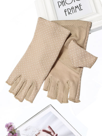 Maxdot Sun Gloves for Women UV Protection Fingerless Non Slip sunscreen Driving Gloves for Summer Outdoor(2 Pairs,Black and Khaki)