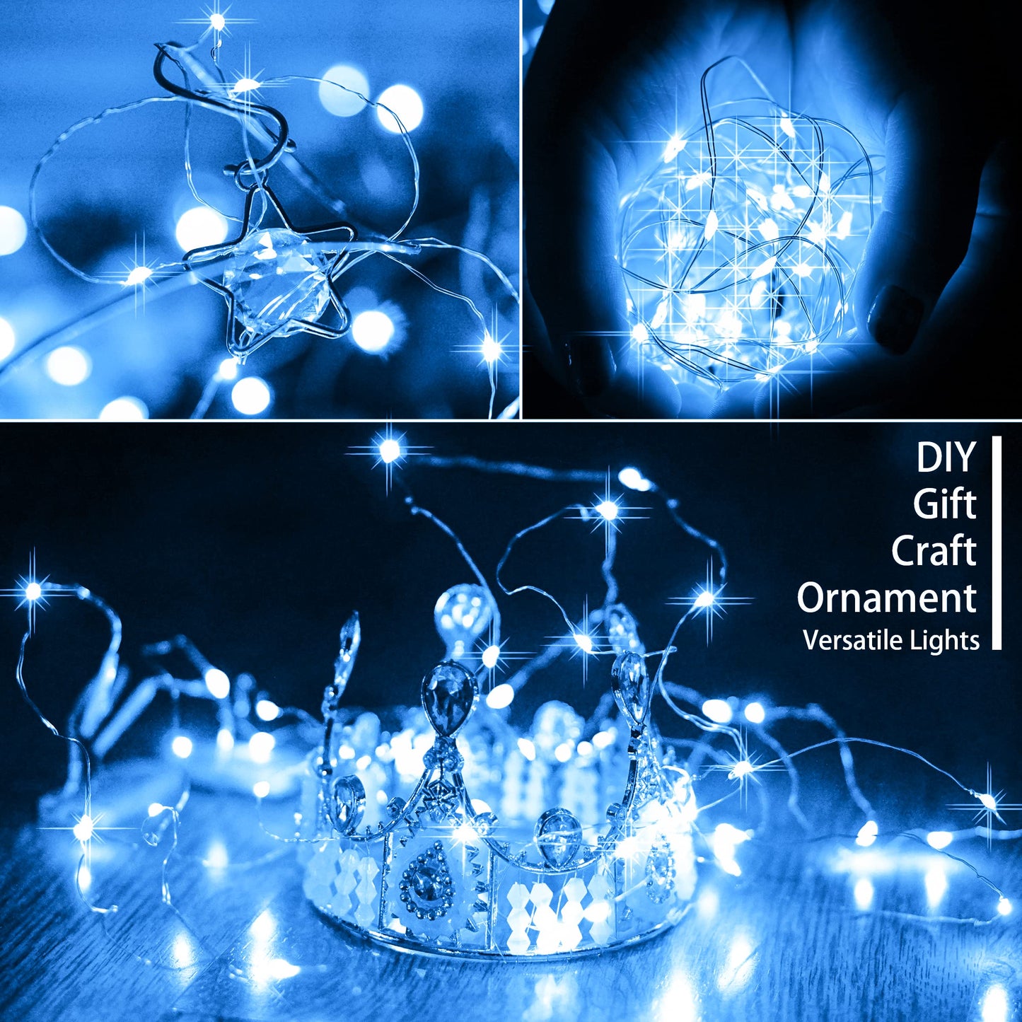 SunKite 16 Packs 20 LED Fairy String Lights Battery Operated Waterproof 6.6 Feet Silver Copper Wire Firefly Starry Moon Lights for DIY Costume Wedding Party Bedroom Table Decor (Cool White)