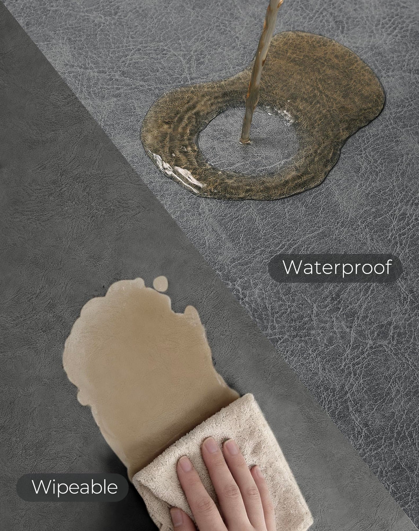 Leetaltree Reversible Faux Leather Placemats Set of 6, 12x17 Inch – Hotel-Quality Heat Resistant & Waterproof Wipeable Table Mats, Non-Slip for Dining Kitchen (Mist Crey, 6 Pack)