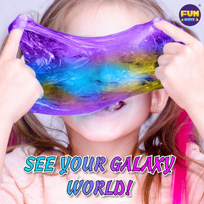 Toy Galaxy Slime Kit for Boys Girls 10-12, FunKidz Ultimate Metallic Slime Making Kit for Kids Ages 8-10 D.I.Y. Glow, Galactic, Fun Slime Gifts