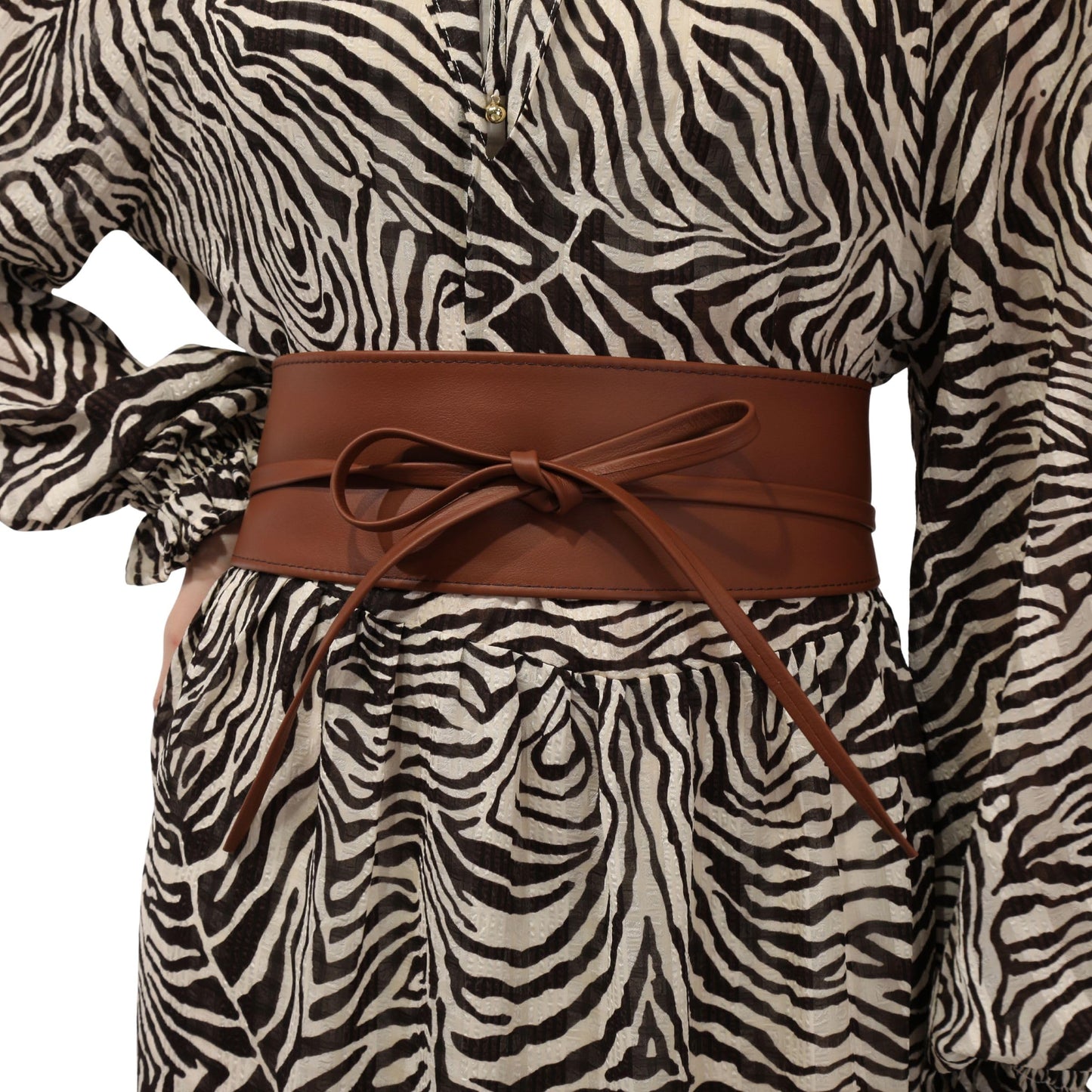 FASHIONGEN - Woman Italian leather Obi belt, CASSIANE - Light Brown, L-XL