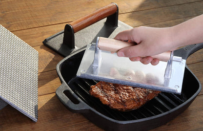 New Star Foodservice 42542 Extra Heavy Large Commercial Grade Iron Steak Weight/Bacon Press, 9.25-Inch by 5.25-Inch