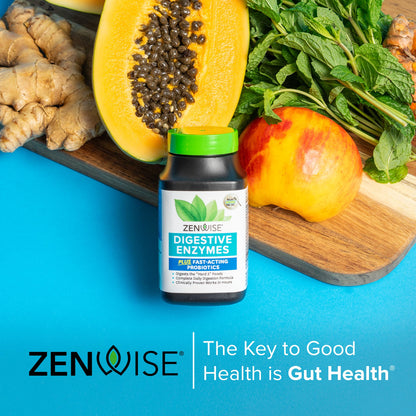 Zenwise Health Digestive Enzymes for Gut Health & Bloating Relief - Multi Enzymes Digestion Supplement with Probiotics, Bromelain & Papaya for Digestive Health Support - Men & Women - 180 Count