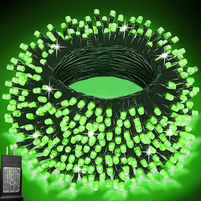 Pooqla Green String Lights Christmas Decoration, 200 LED 66 ft Indoor Outdoor String Lights, 8 Modes Twinkle Fairy Light for Yard Patio Wedding Party Christmas Xmas Tree Decoration