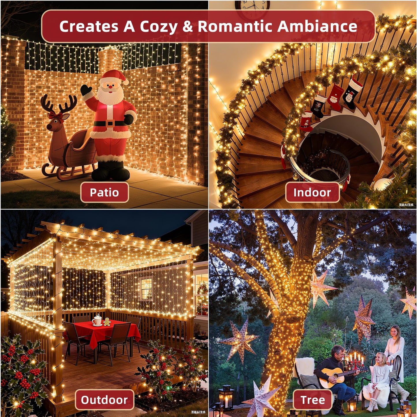 470ft Outdoor Christmas Lights, 1500 LED Super Long String Lights 12 Modes & Timer Memory, Dimmable Outsite Waterproof Light Strings for Xmas Tree Garden Wedding Party Holiday Decorations Warm White