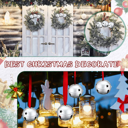 Zhengmy 8 Pcs Jumbo 3.15'' Christmas Star Cutouts Bells for Craft Large Bells Xmas Ornament Christmas Tree Decor (Silver)