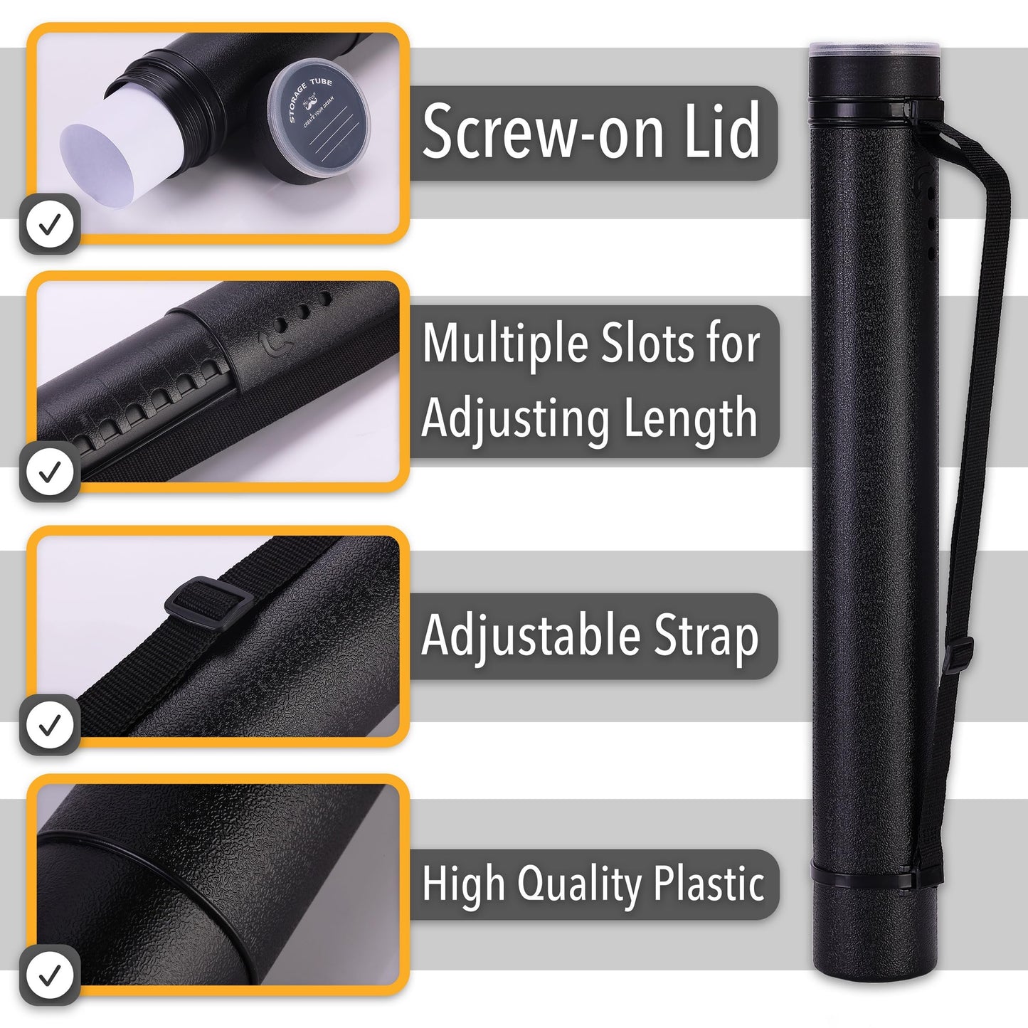 Mr. Pen- Poster Tube, 2 Pack, Black and Green, Extendable Poster Tube with Strap, Poster Carrying Case, Telescoping Tube, Art & Poster Transport Tubes, Poster Tubes for Storage, Poster Holder Tube