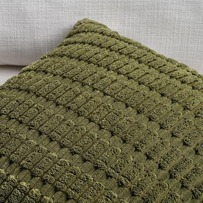 Fancy Homi 1 Pack Boho Moss Green Decorative Throw Pillow Covers 14x24 Inch for Couch Bed Sofa, Rustic Modern Farmhouse Home Decor, Soft Plush Corduroy Cute Rectangle Cushion Case 35x60 cm