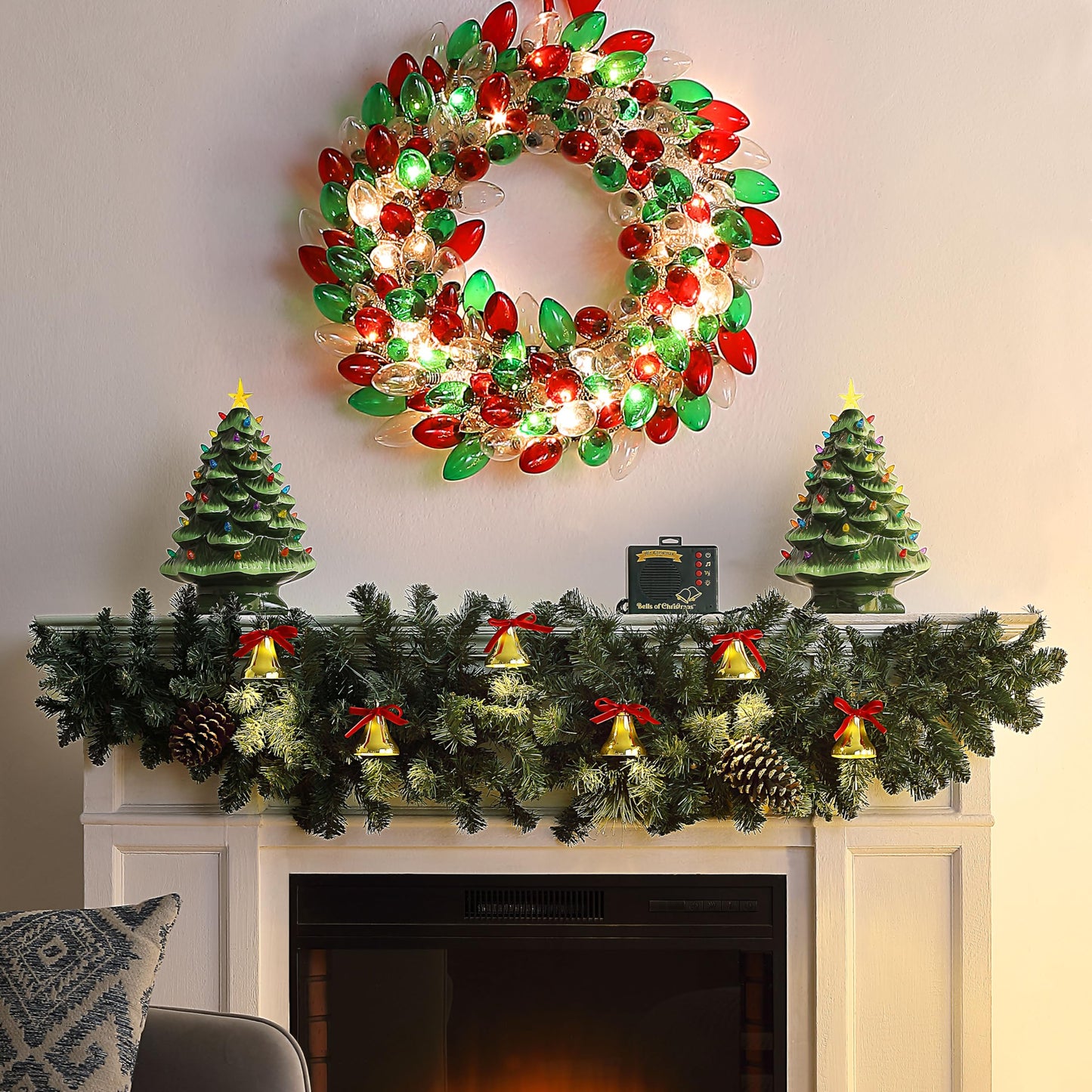 Mr. Christmas Musical Bells of Christmas with LED Lights, Motion Sensor, and 15 Holiday Carols Battery Operated