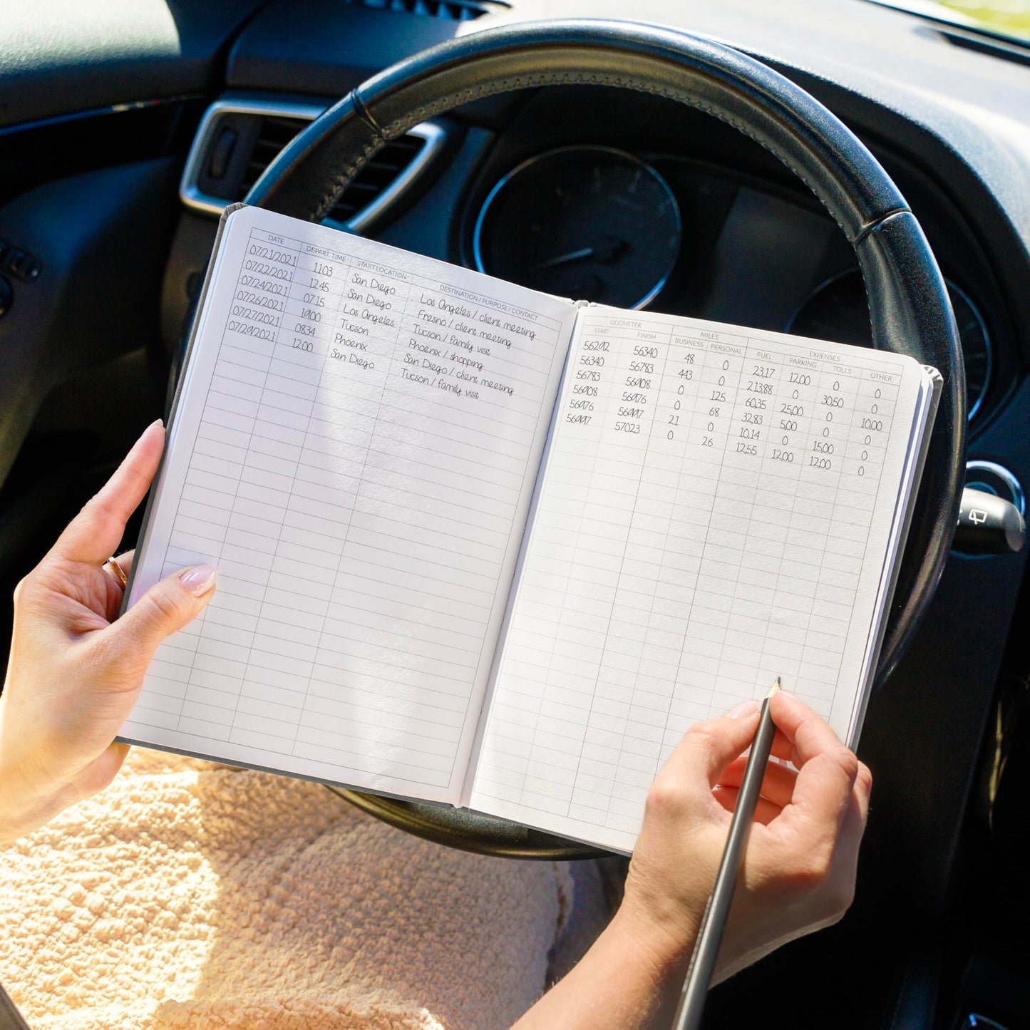 Skyline Auto Mileage Log Book – Vehicle Logbook with Expense Tracker – Driving Logger Book for Tracking Car Mileage, Expenses, Gas Consumption & Lubrication – Hardcover, A5 Size, 5.8x8.3″ (Gray)